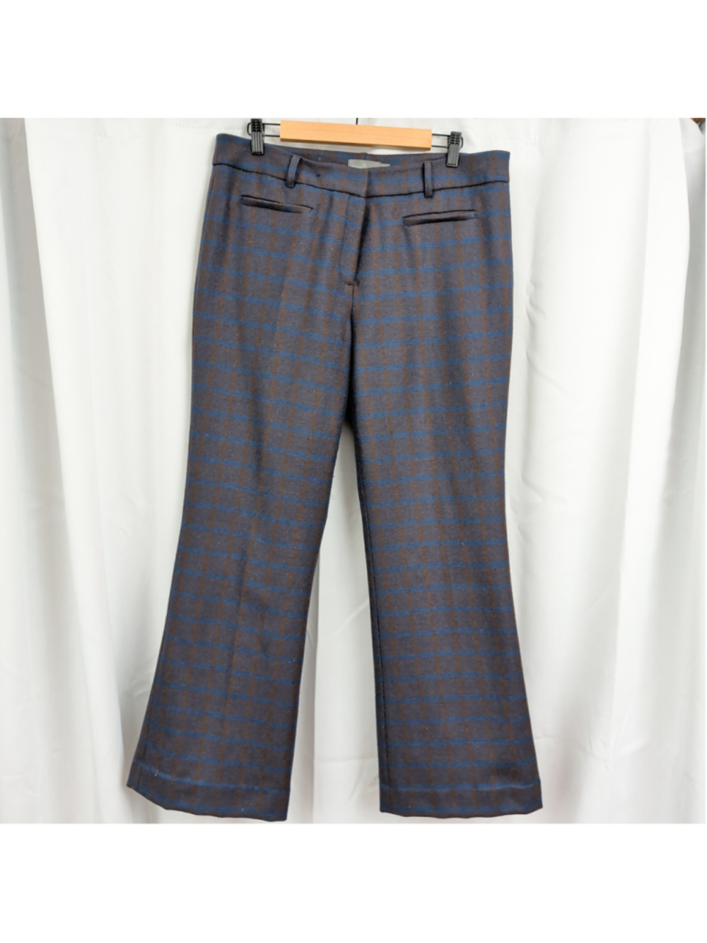 LL Bean Signature Wool Brown & Blue Wool Pants
